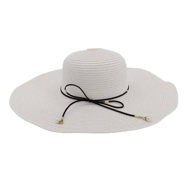 Wide brim solid color beach hat
