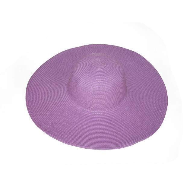 Solid color wide brim panama hat