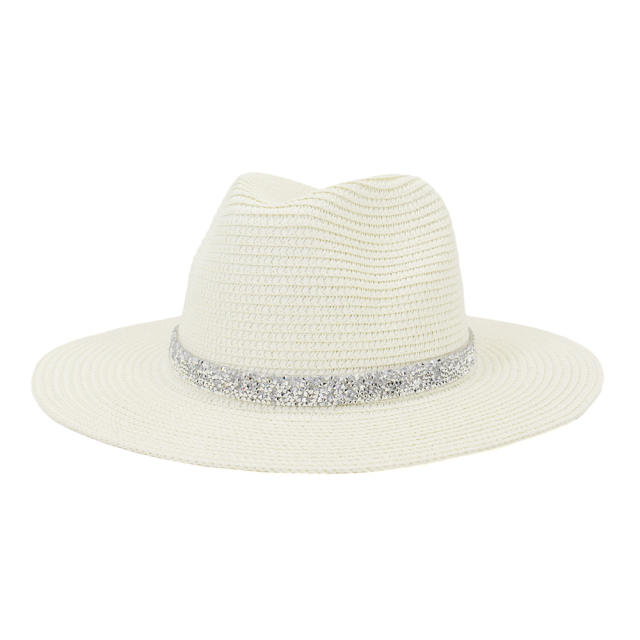 Sequins straw fedora hat