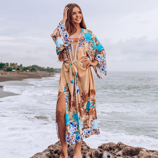 Printed loose Beach sun protection swimsuit cover up