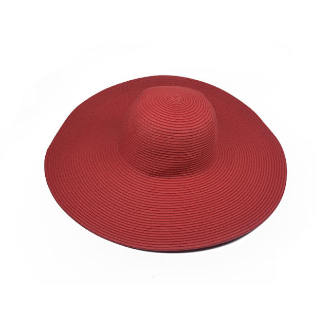 Solid color wide brim panama hat