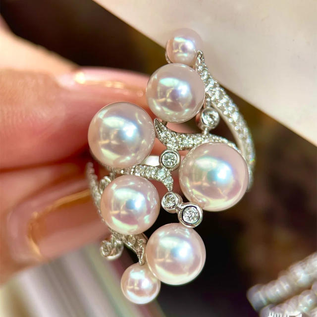Elegant pearl statement ins openning rings