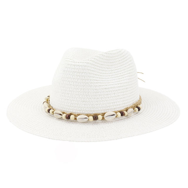 Shell design straw fedora hat