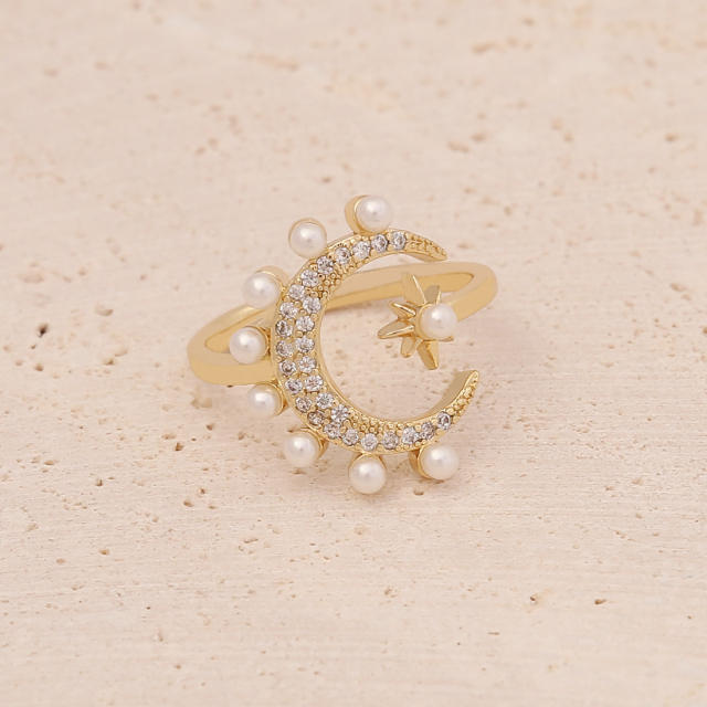 Luxury pearl beads copper rings