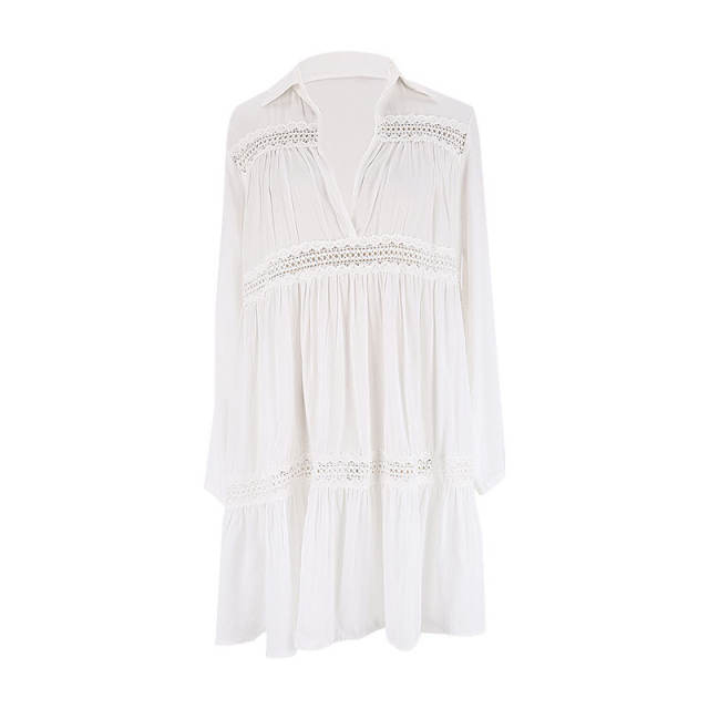 Lace shirt style swimsuit cover up
