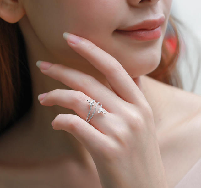 Fashion butterfly shape diamond ring