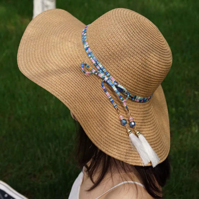 Wide brim straw beach hat