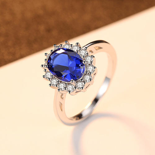 S925 sterling silver sapphire crystal diamond rings
