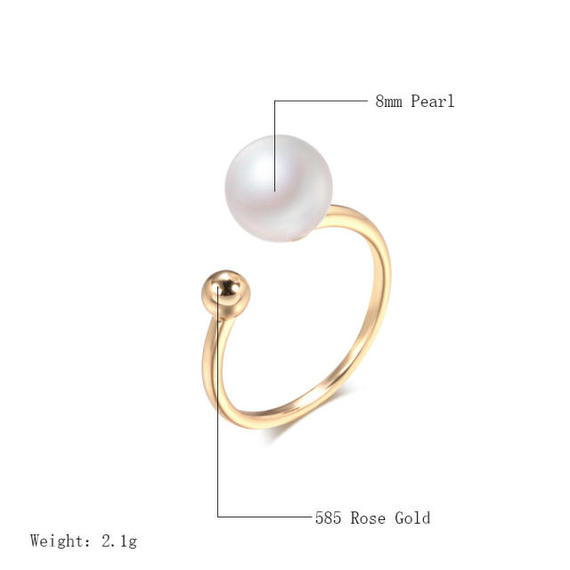 Fashion single pearl open ring