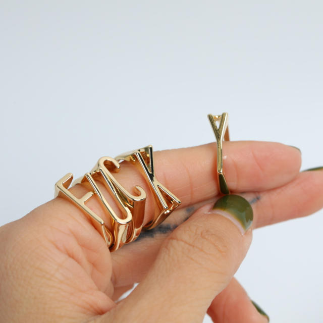 Personality initial letter diy openning rings