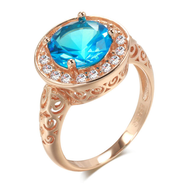 Fashion diamond blue zircon ring