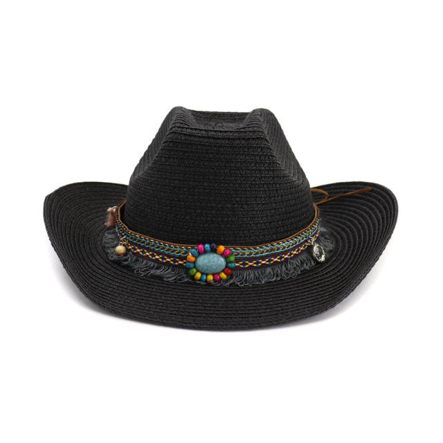 National tassel straw cowboy hat