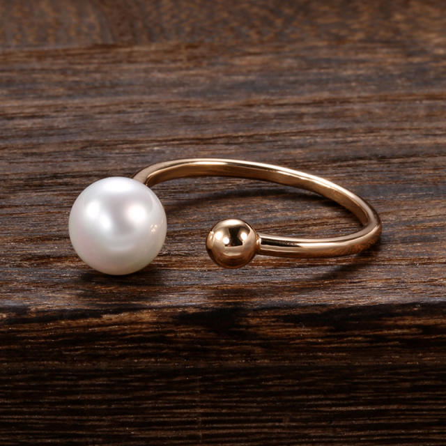 Fashion single pearl open ring