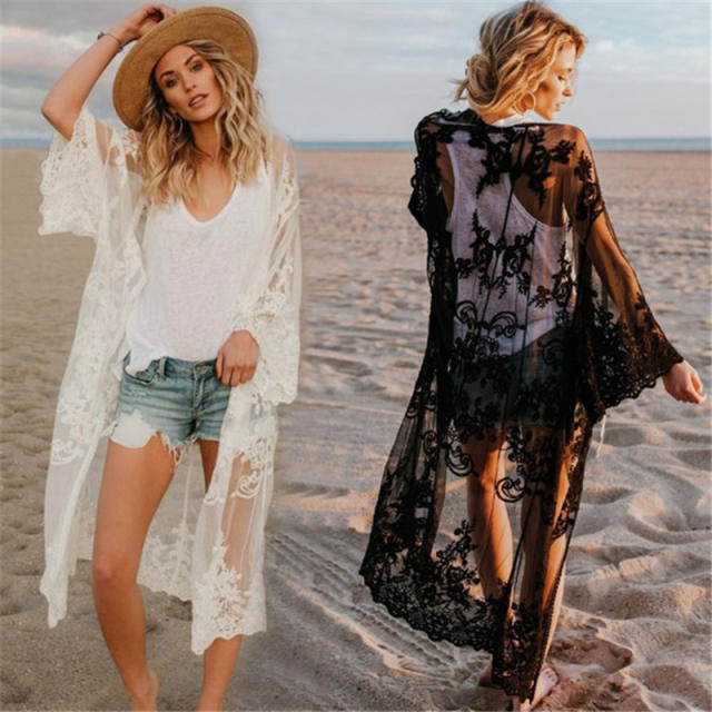 Lace sexy cardigan swimsuit cover up