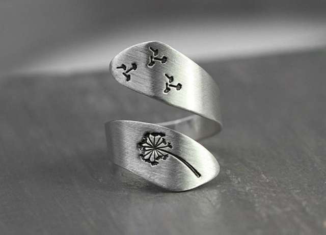 Dandelion printed casual openning rings