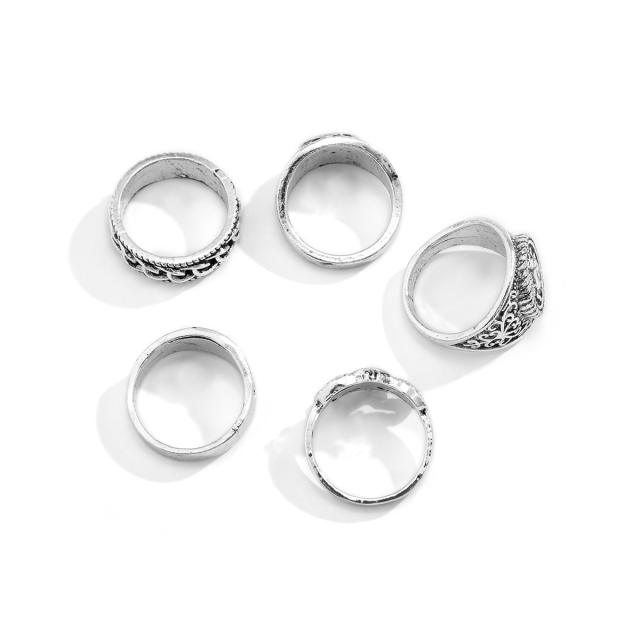 5pcs vintage super cool mens ring set