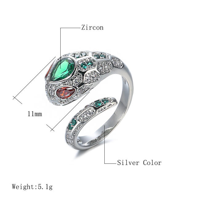 New inlaid color zircon open ring