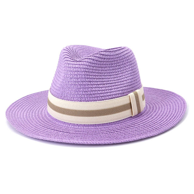 Colorful straw fedora hat