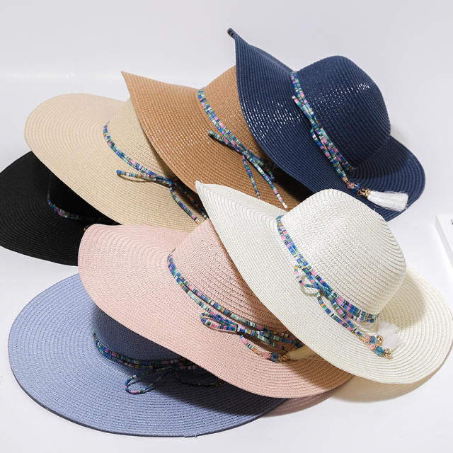 Wide brim straw beach hat