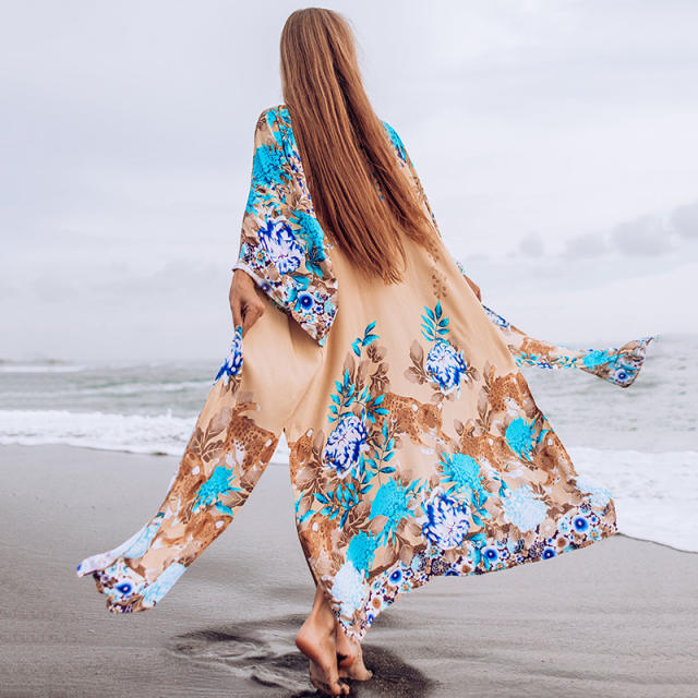 Printed loose Beach sun protection swimsuit cover up