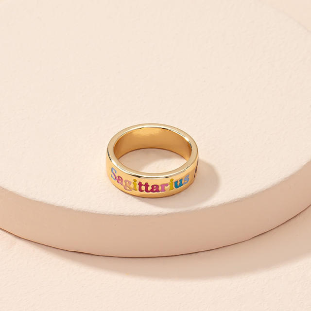 INS enamel zodiac series stainless steel ring bands