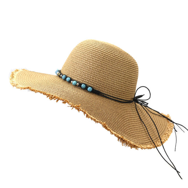 Elegant wide brim straw beach hat