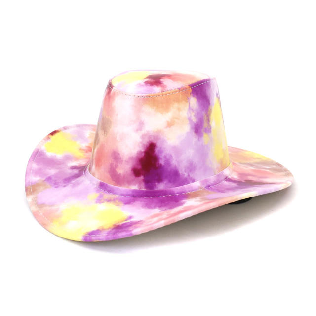 Colorful PU tie dye cowboy hat