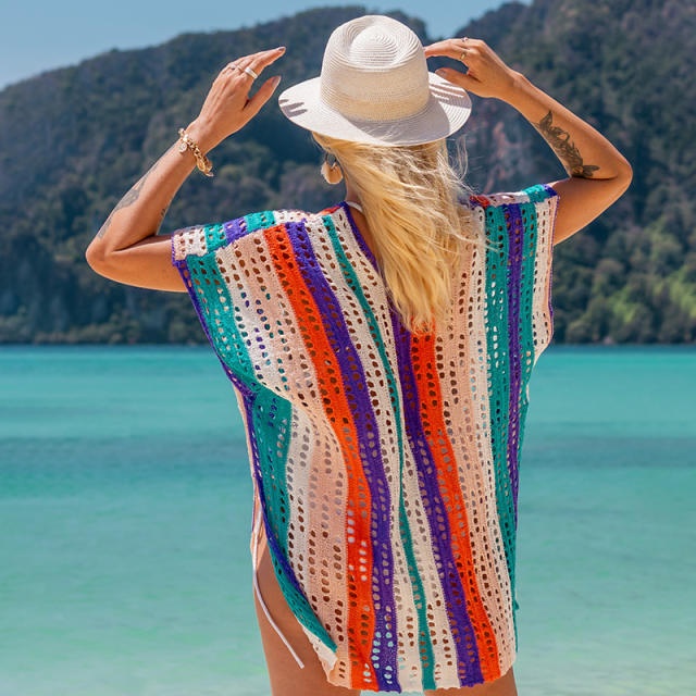 Colored knitted beach cover up
