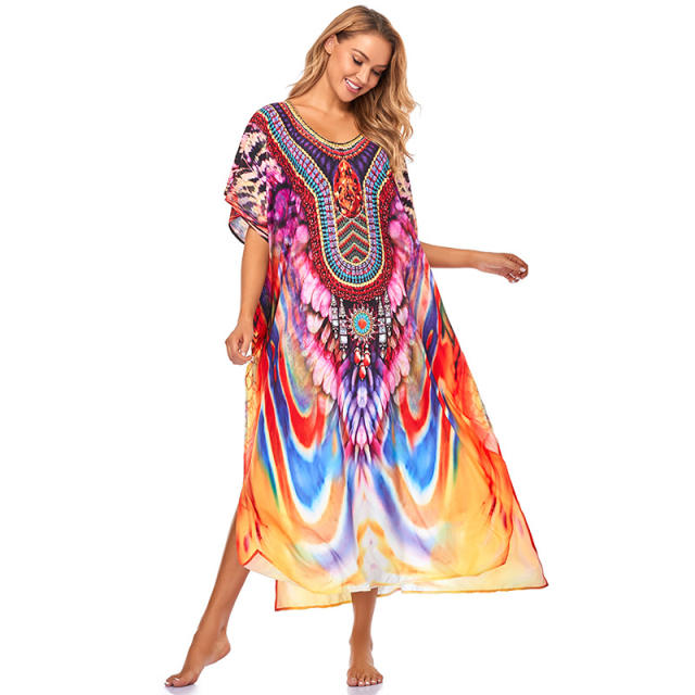 Colorful printing beach dress