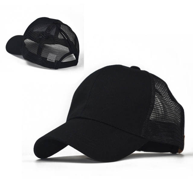 Simple solid color high ponytails baseball cap