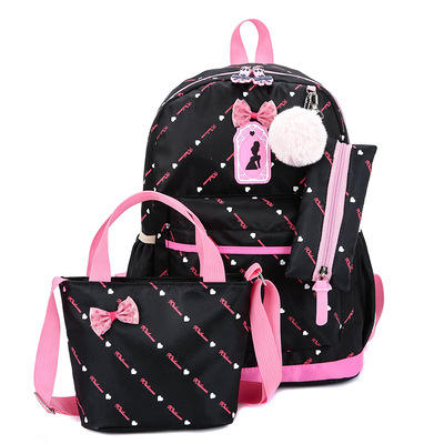 Cute bow school backpack set