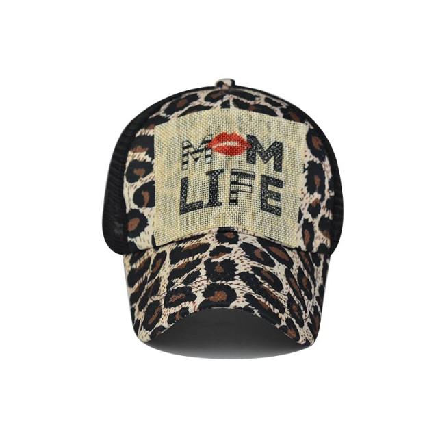 MM leopard print high ponytails baseball cap