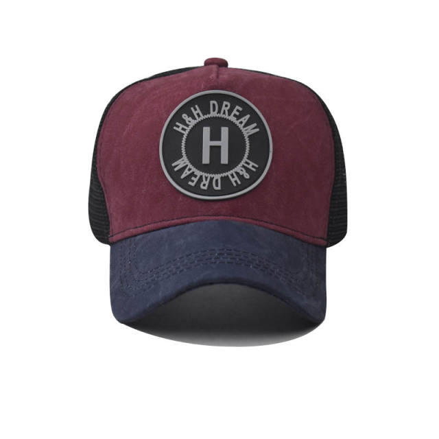 New H Letter pattern cotton mesh baseball cap