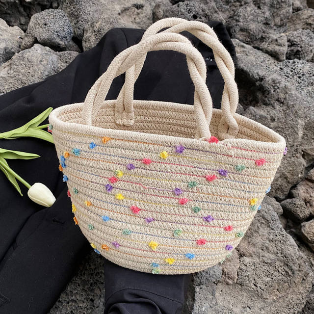 Straw bag 2022 new fashion ins vegetable basket