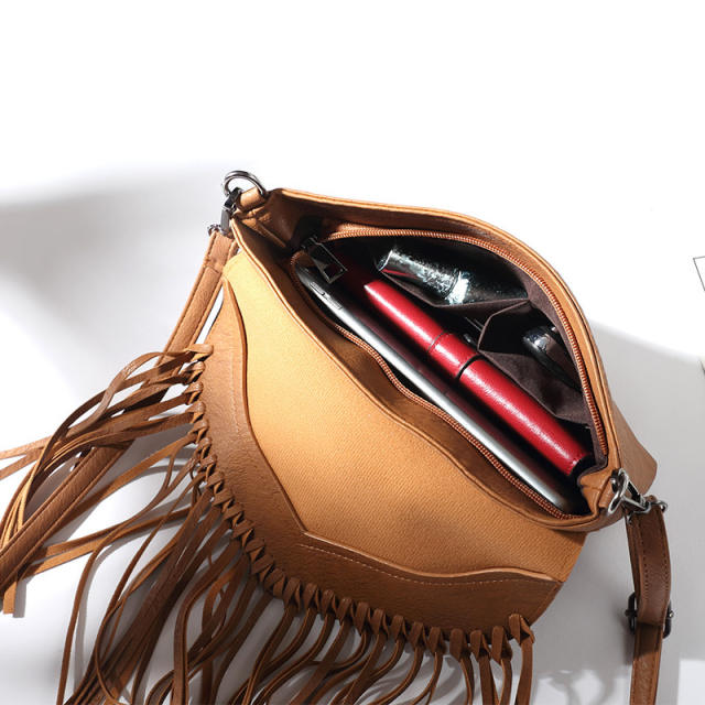 Vintage small size tassel crossbody bag