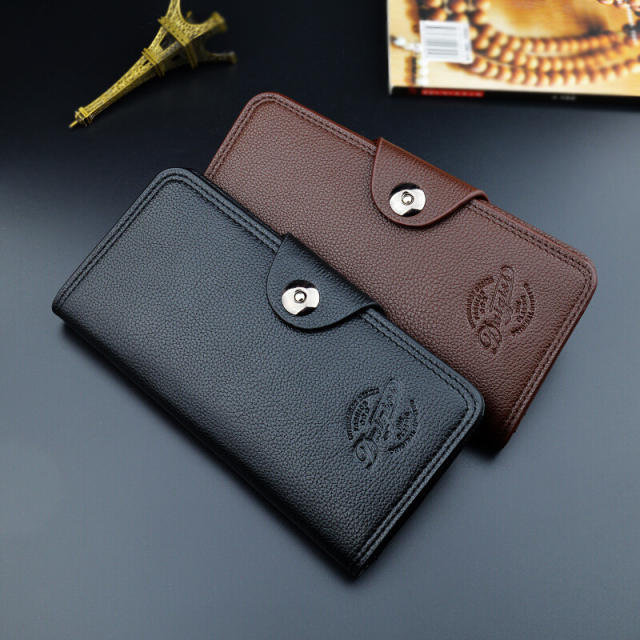 Long style three fold leather purse
