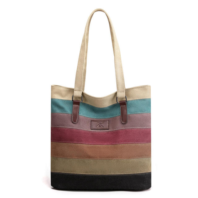 Retro canvas stitching tote bag