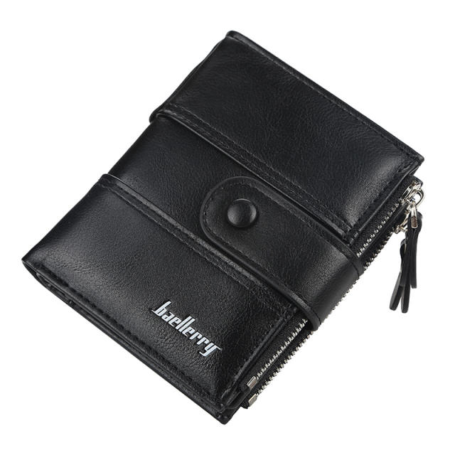 Short style double zipper purse