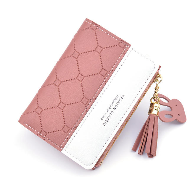 Short style zipper tassel purse