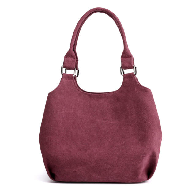 Fashion solid color canvas handbag