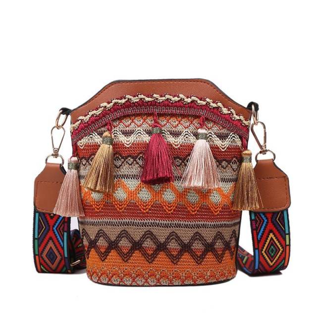 Boho tassel bucket shoulder bags