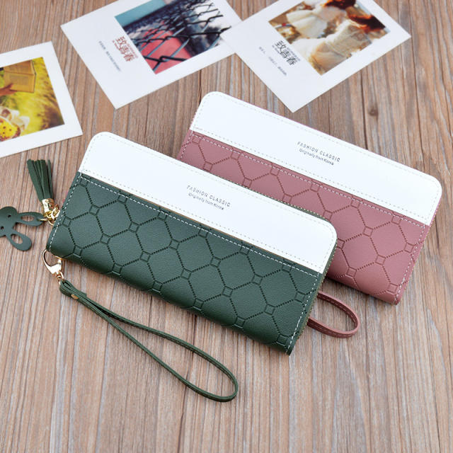 Fashion double color tassel long style purse