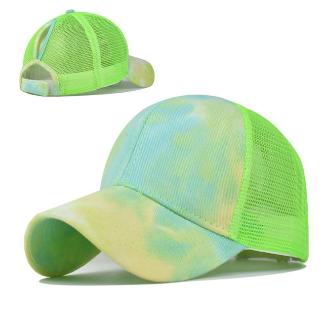 Colorful tie-dye high ponytails baseball cap