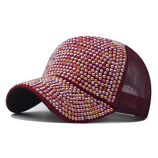 New mesh baseball cap with small bead