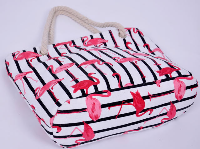 Flamingo printed beach tote bag