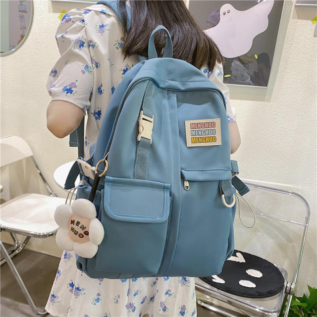 Korean fashion contrast color nylon student school bag backpack