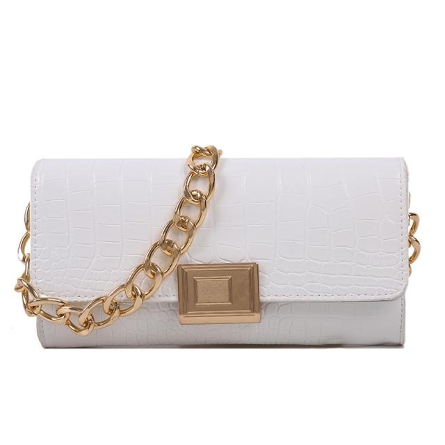 Solid color elegant baguette bag