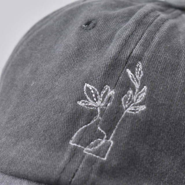 New leaf pattern cotton baseball cap