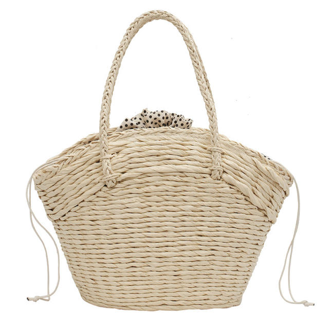 National trend Solid color woven vegetable basket handbag