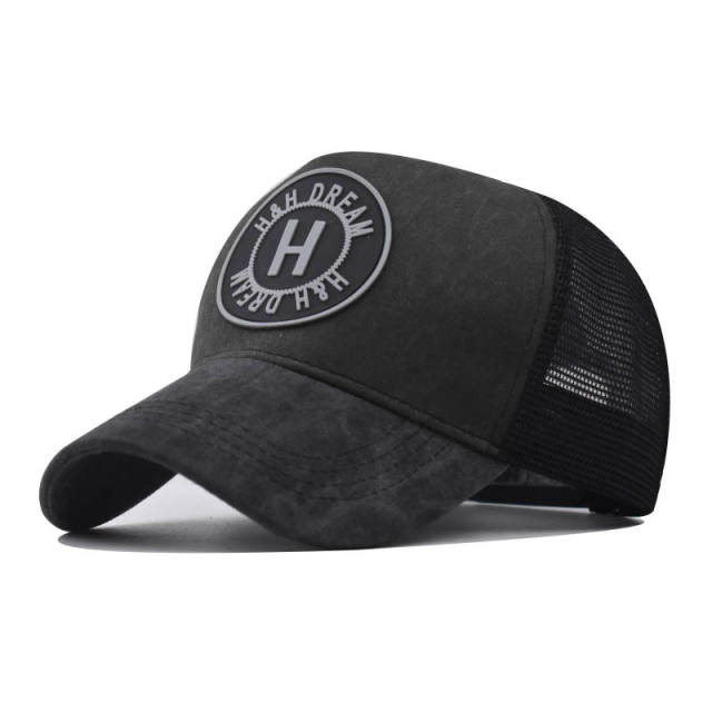 New H Letter pattern cotton mesh baseball cap